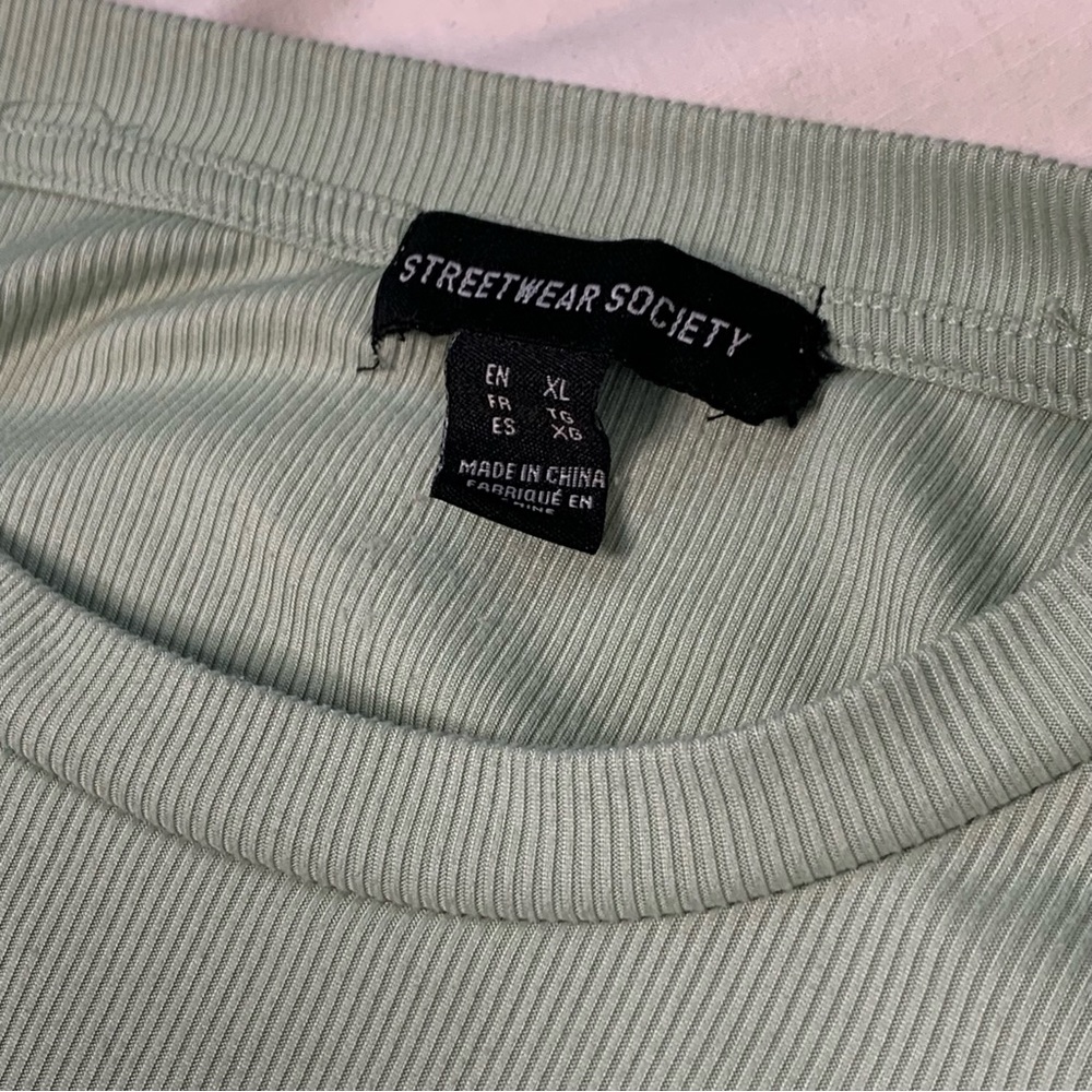 Green Sage Butterfly Ribbed Top - Picture 6 of 9